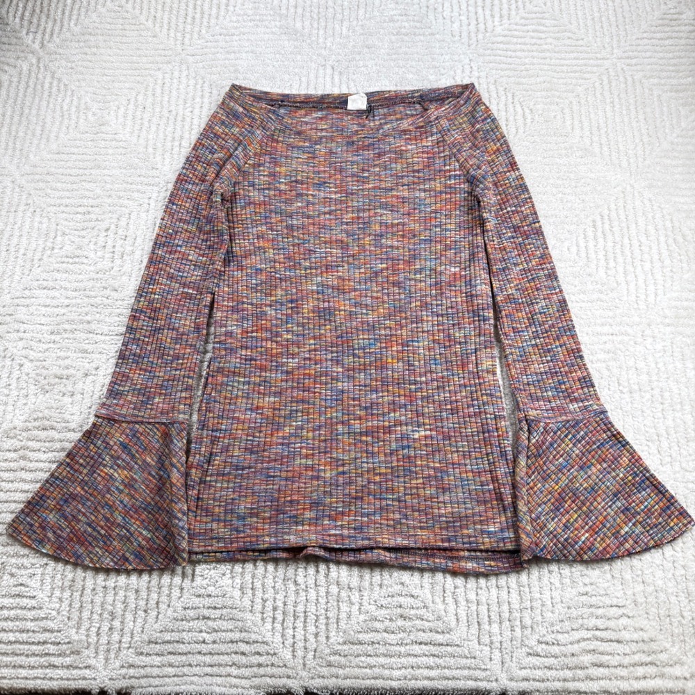 Akemi + Kin Bell Sleeve Top Women's Small Space Dye Ribbed Anthropologie Boho